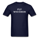 Fly Wisconsin - Words - Stencil - Unisex Classic T-Shirt - navy