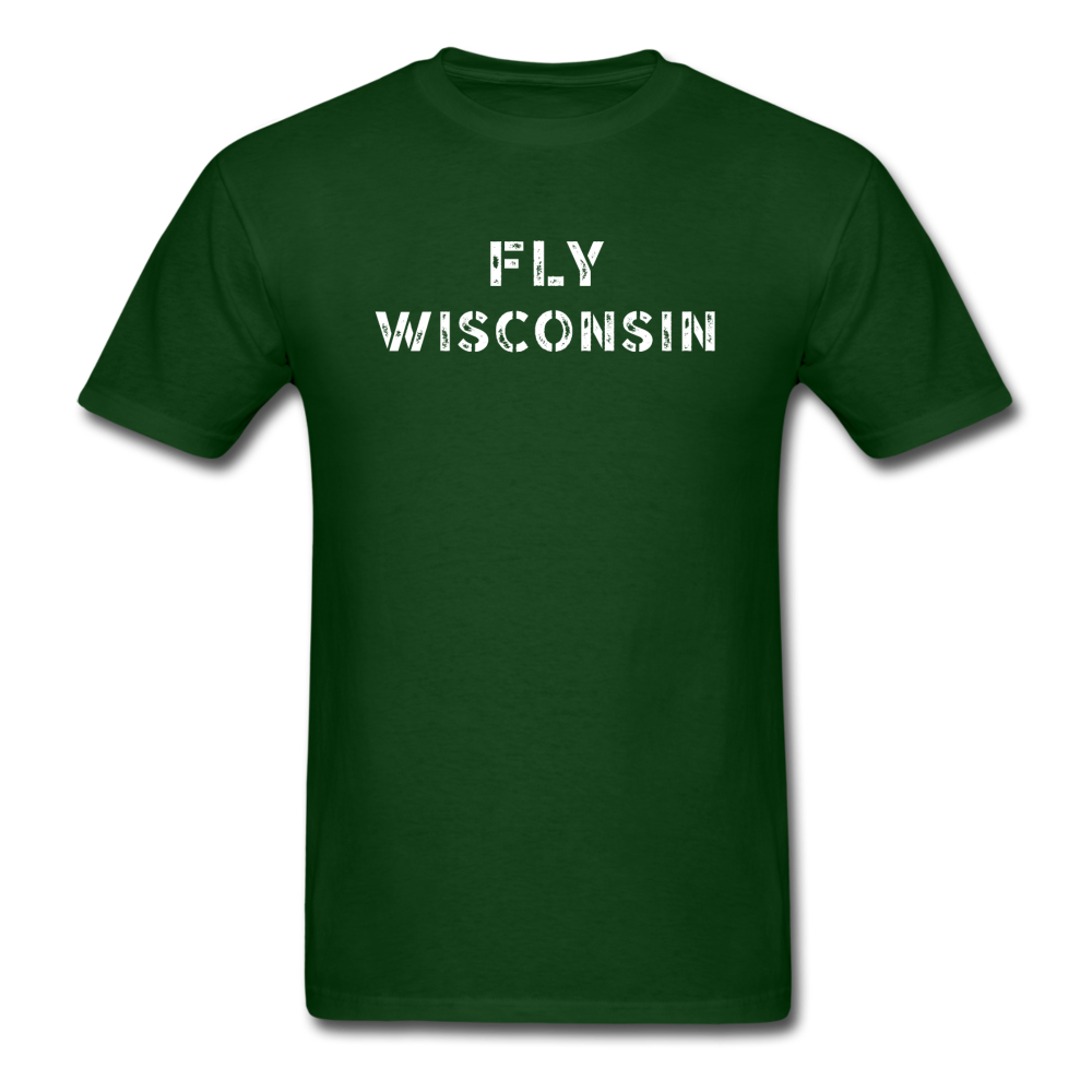 Fly Wisconsin - Words - Stencil - Unisex Classic T-Shirt - forest green