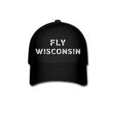 Fly Wisconsin - Words - Stencil - Baseball Cap - black