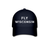 Fly Wisconsin - Words - Stencil - Baseball Cap - navy