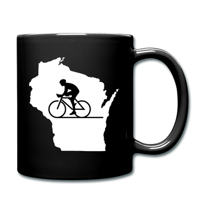 Bike Wisconsin - State - White - Full Color Mug - black