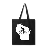 Bike Wisconsin - State - White - Tote Bag - black