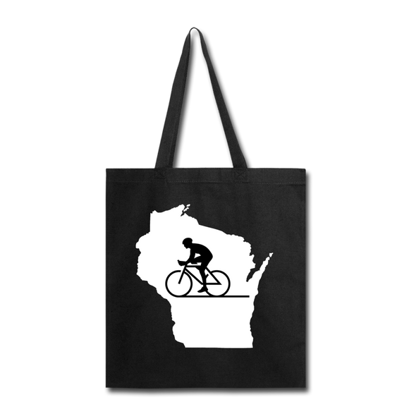 Bike Wisconsin - State - White - Tote Bag - black