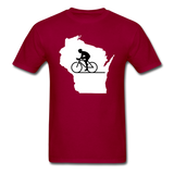 Bike Wisconsin - State - White - Unisex Classic T-Shirt - dark red
