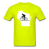 Bike Wisconsin - State - White - Unisex Classic T-Shirt - safety green