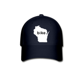Bike Wisconsin - Word - White - Baseball Cap - navy