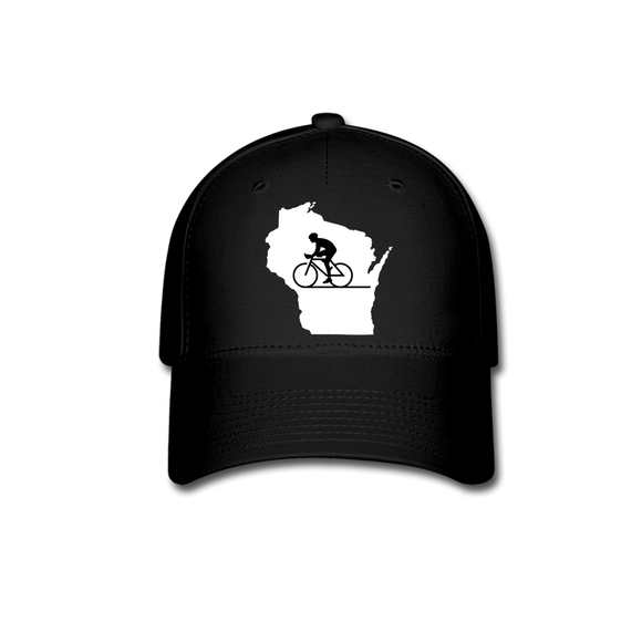 Bike Wisconsin - State - White - Baseball Cap - black