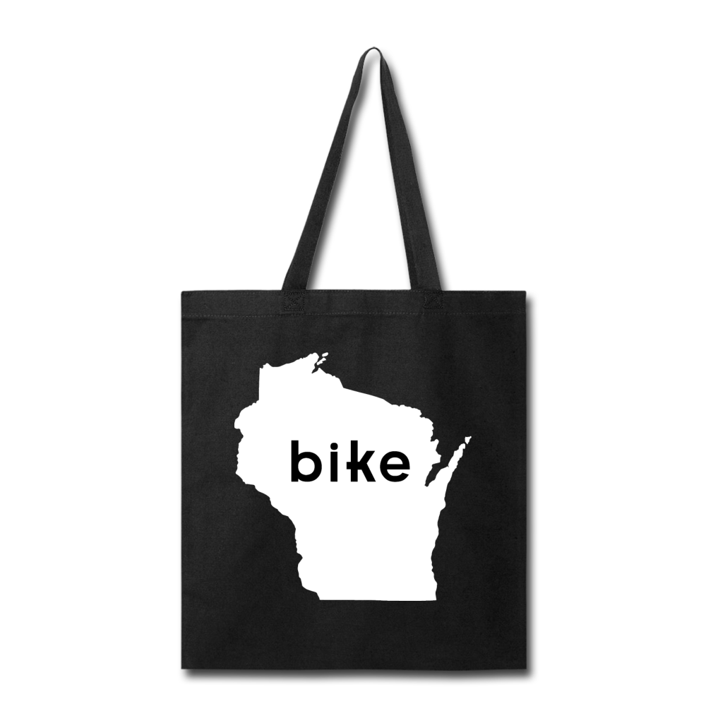 Bike Wisconsin - Word - White - Tote Bag - black