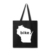 Bike Wisconsin - Word - White - Tote Bag - black