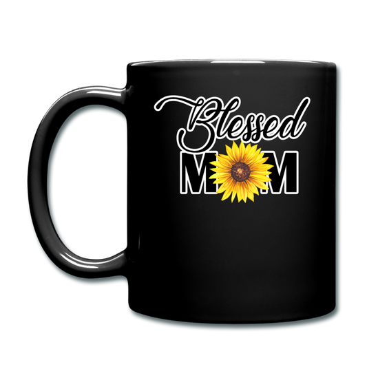 Blessed Mom - Sunflower - Full Color Mug - black