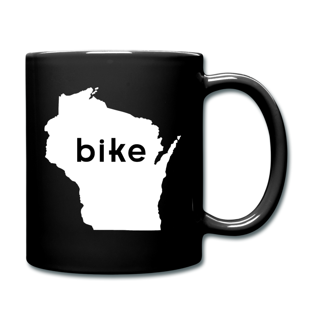 Bike Wisconsin - Word - White - Full Color Mug - black