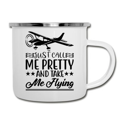 Call Me Pretty - Take Me Flying - Black - Camper Mug - white