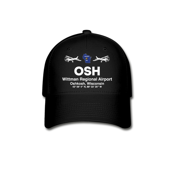 OSH - Wittman Regional - White - Baseball Cap - black