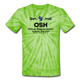 OSH - Wittman Regional - Black - Unisex Tie Dye T-Shirt - spider lime green
