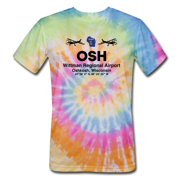OSH - Wittman Regional - Black - Unisex Tie Dye T-Shirt - rainbow