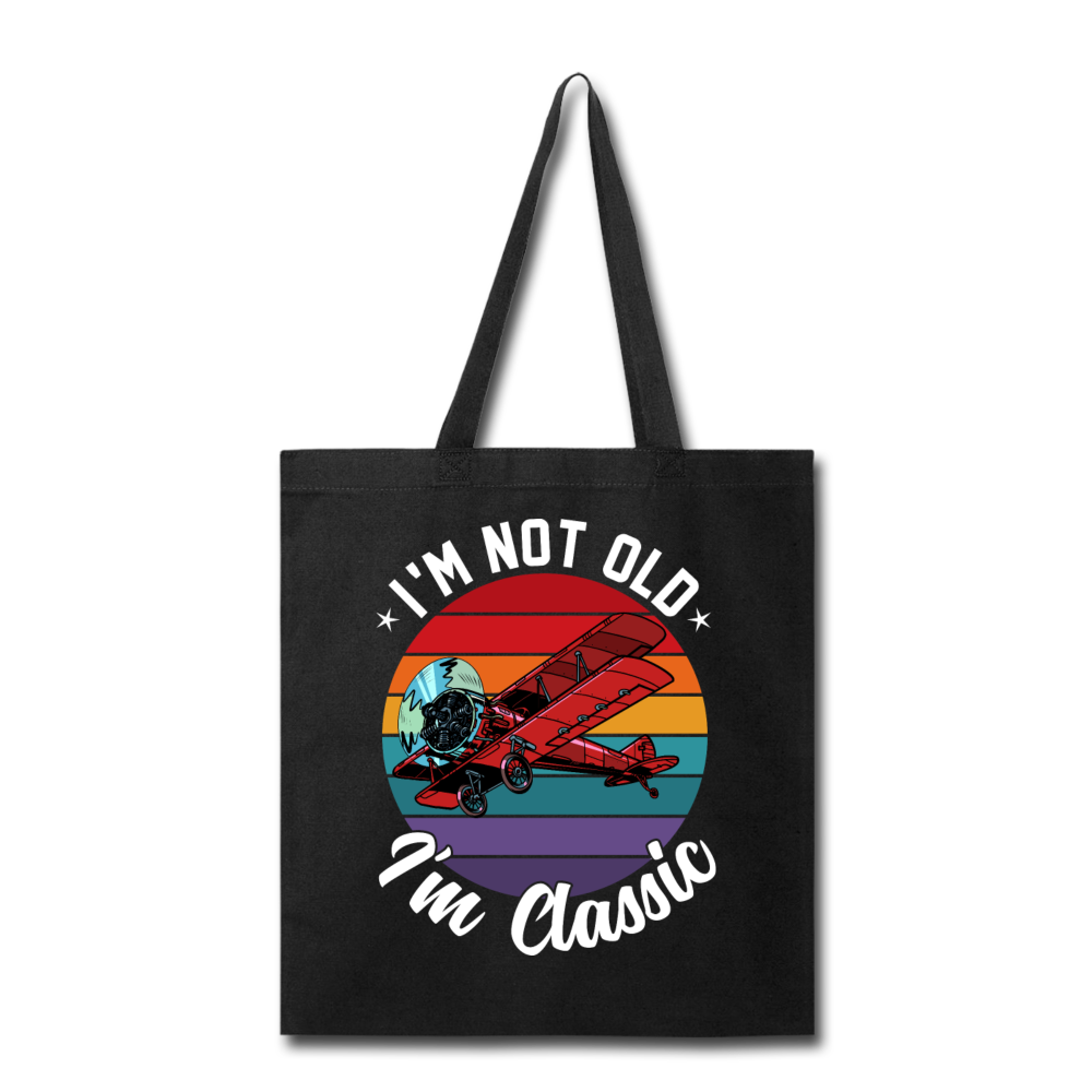 I'm Not Old - Biplane - Tote Bag - black