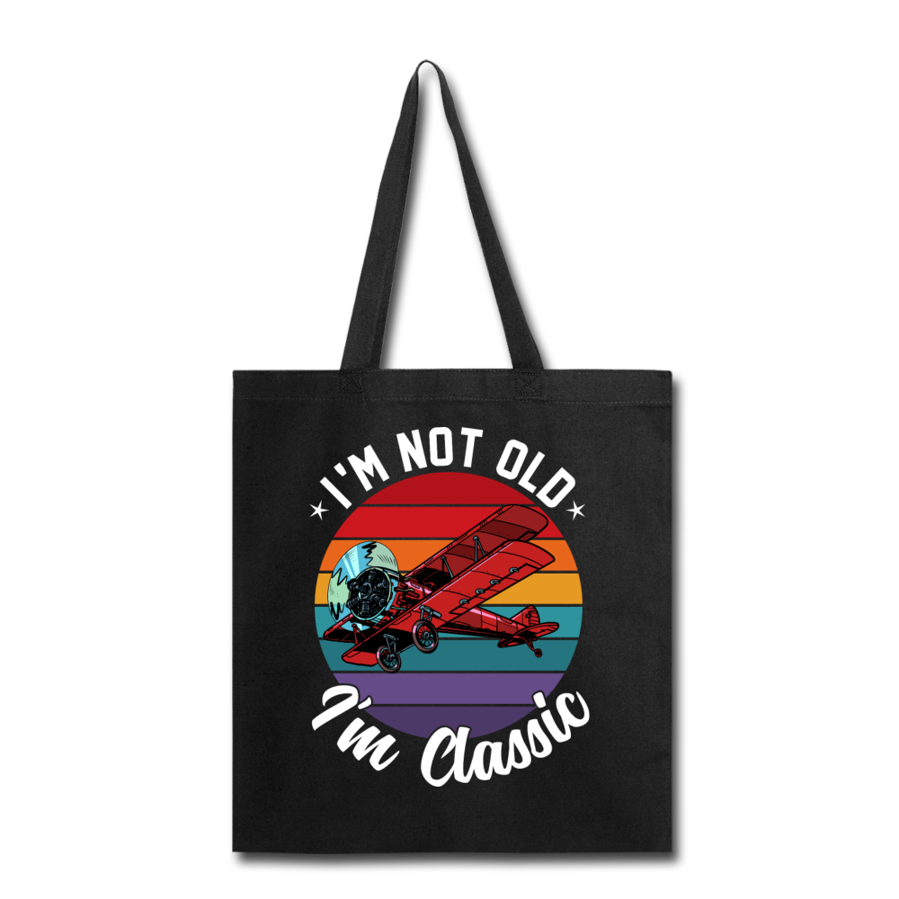 I'm Not Old - Biplane - Tote Bag - black