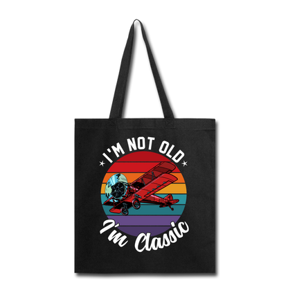 I'm Not Old - Biplane - Tote Bag - black