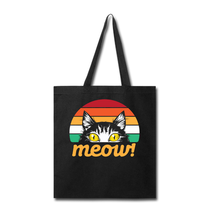 Meow - Retro Cat - Tote Bag - black