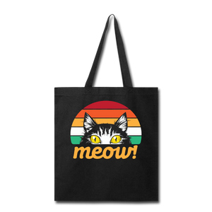 Meow - Retro Cat - Tote Bag - black
