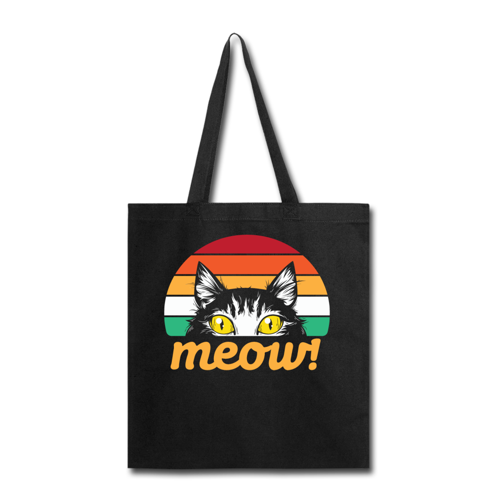 Meow - Retro Cat - Tote Bag - black