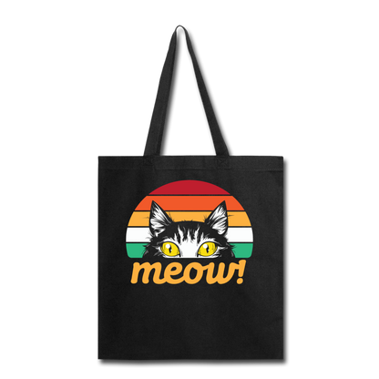 Meow - Retro Cat - Tote Bag - black