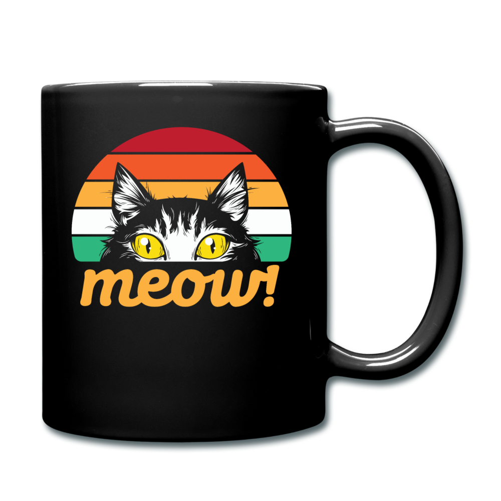 Meow - Retro Cat - Full Color Mug - black