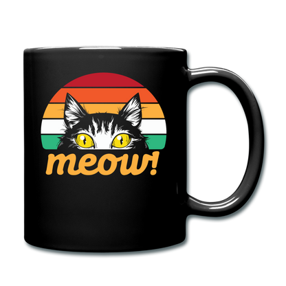 Meow - Retro Cat - Full Color Mug - black