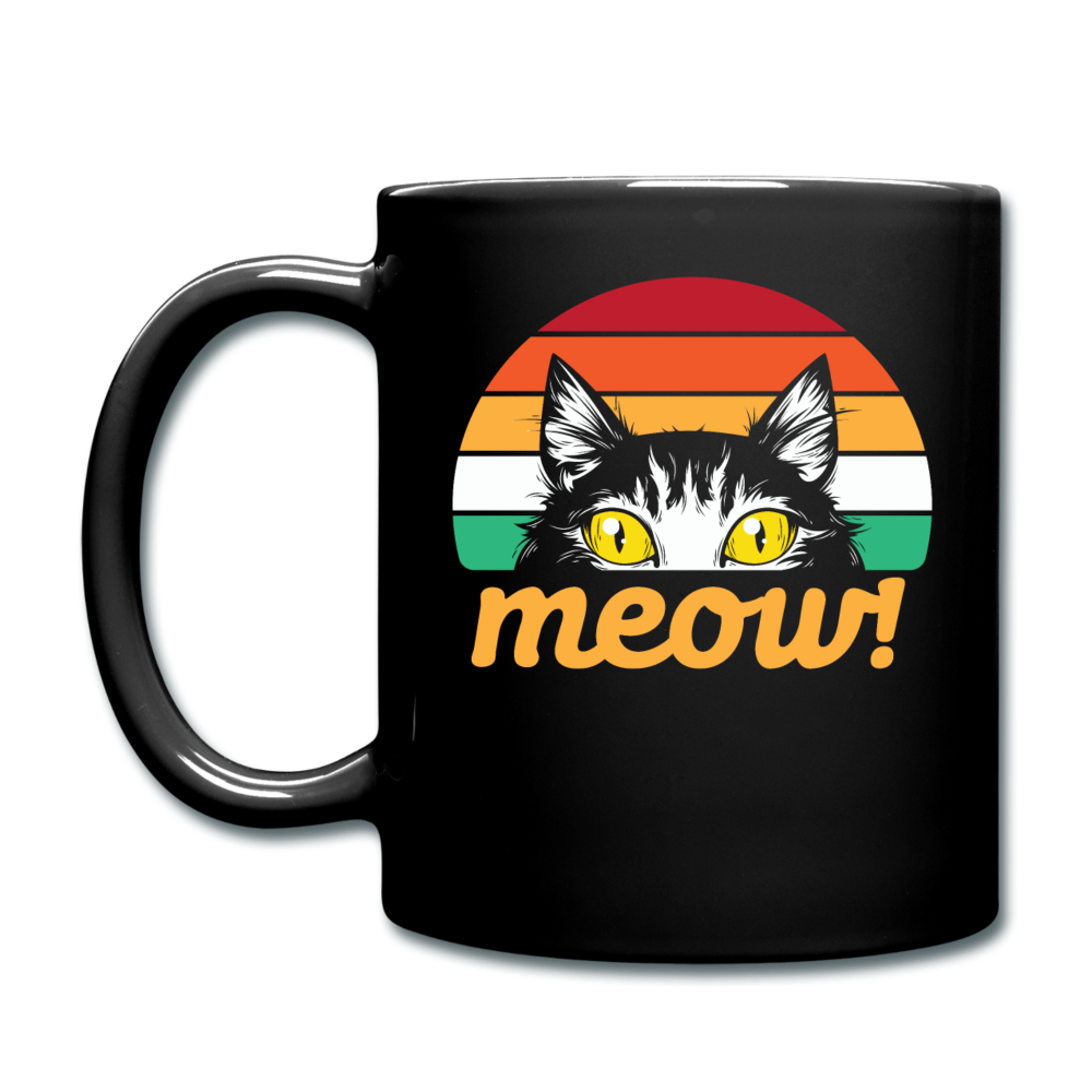 Meow - Retro Cat - Full Color Mug - black