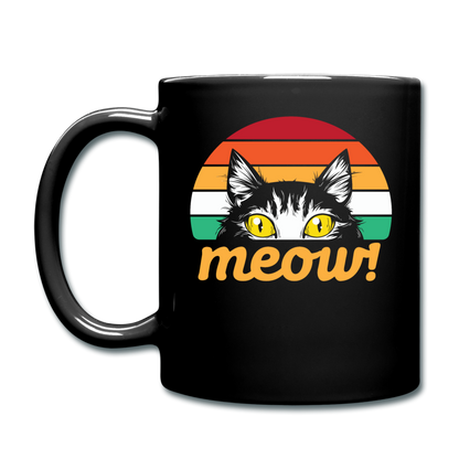 Meow - Retro Cat - Full Color Mug - black