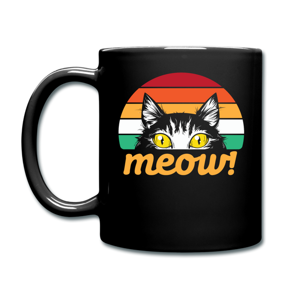 Meow - Retro Cat - Full Color Mug - black