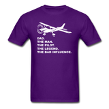 Dad - Man, Pilot, Legend, Bad - White - Unisex Classic T-Shirt - purple