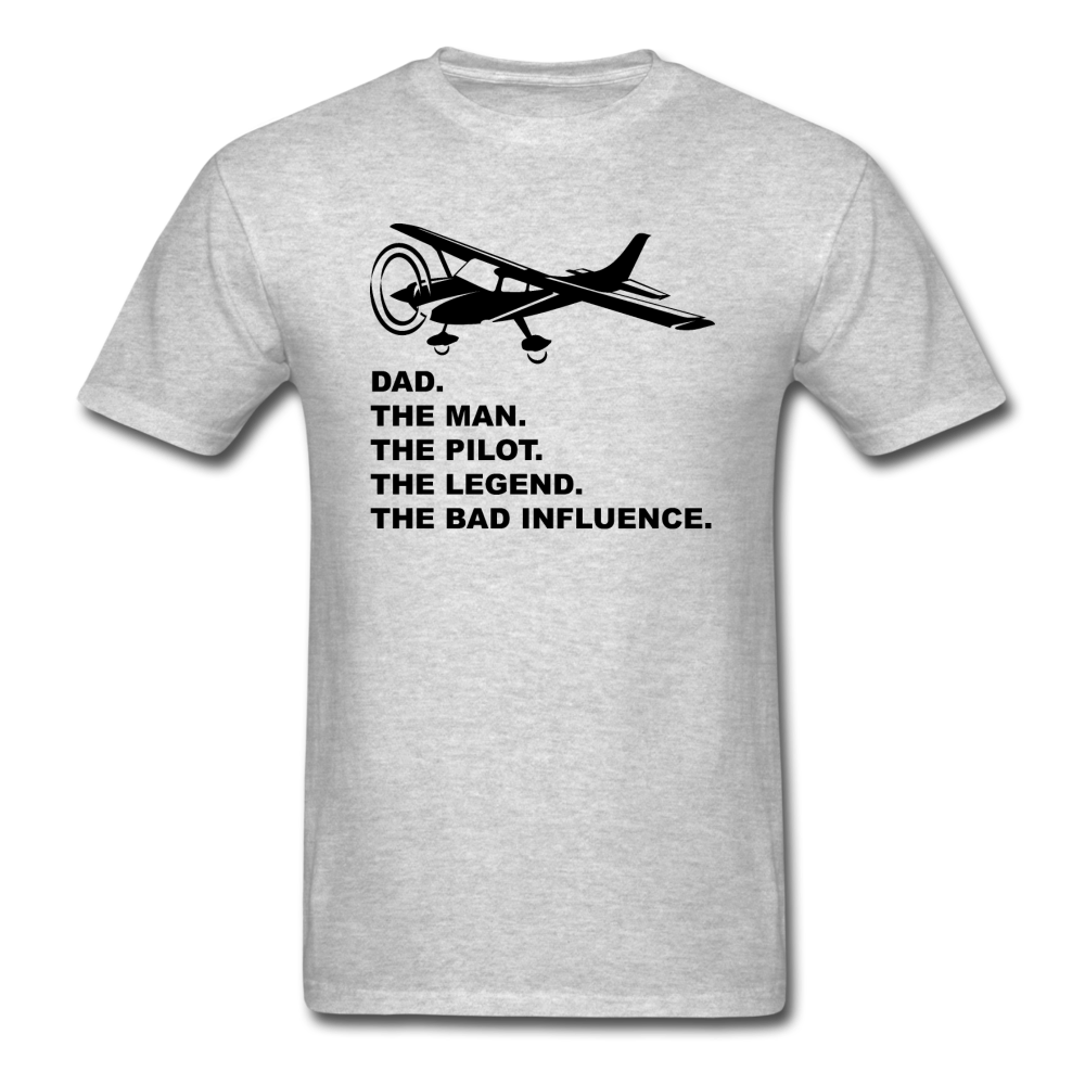 Dad - Man, Pilot, Legend, Bad - Black - Unisex Classic T-Shirt - heather gray