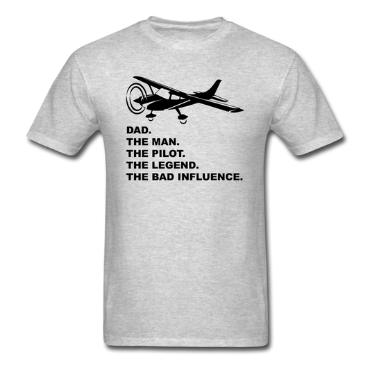 Dad - Man, Pilot, Legend, Bad - Black - Unisex Classic T-Shirt - heather gray