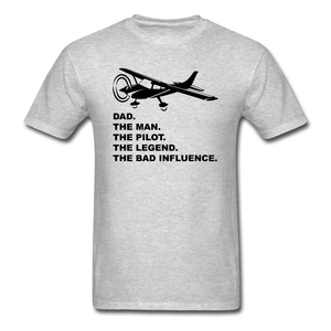 Dad - Man, Pilot, Legend, Bad - Black - Unisex Classic T-Shirt - heather gray