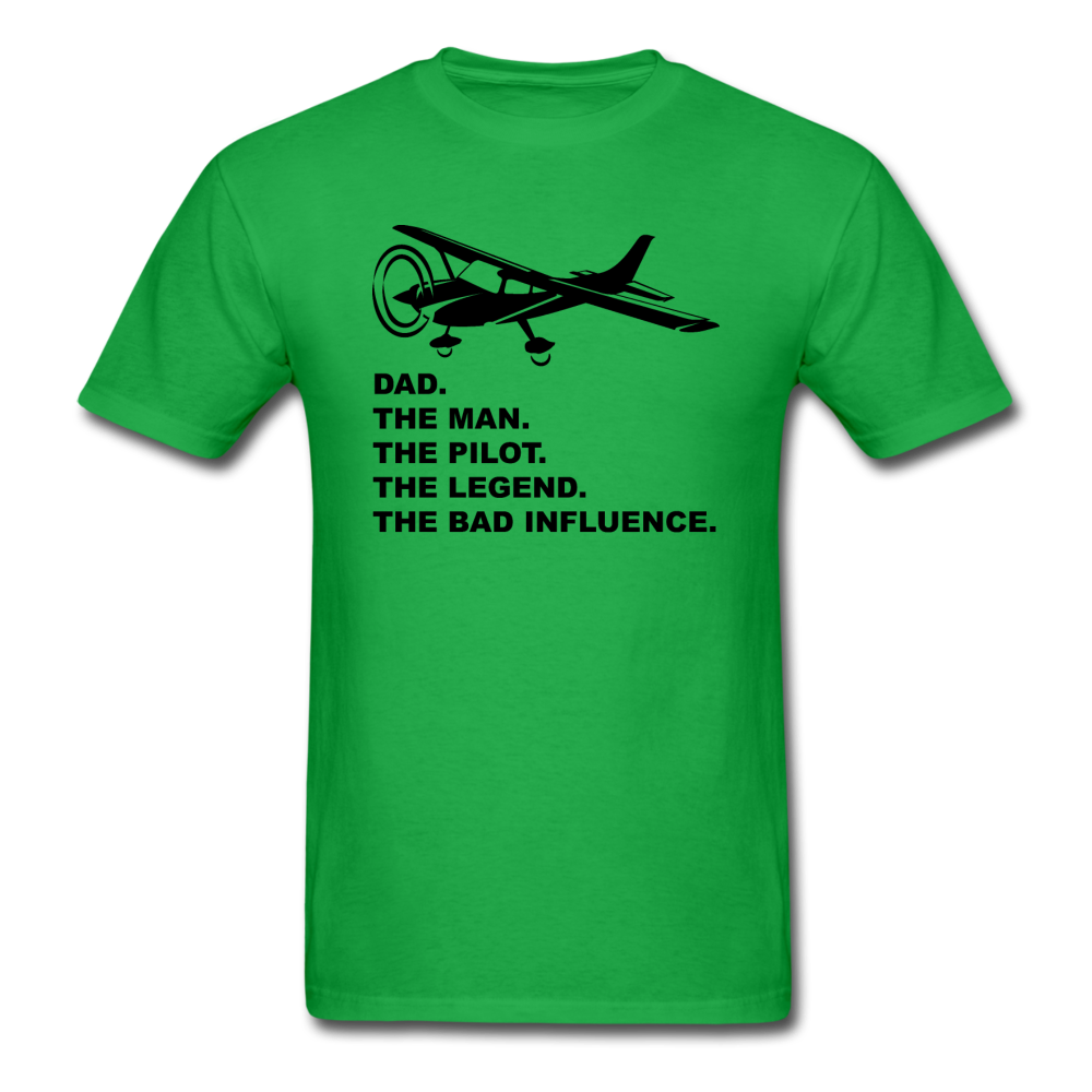 Dad - Man, Pilot, Legend, Bad - Black - Unisex Classic T-Shirt - bright green