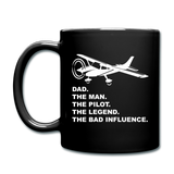 Dad - Man, Pilot, Legend, Bad - White - Full Color Mug - black