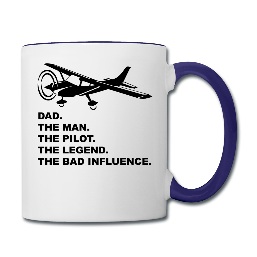 Dad - Man, Pilot, Legend, Bad - Black - Contrast Coffee Mug - white/cobalt blue