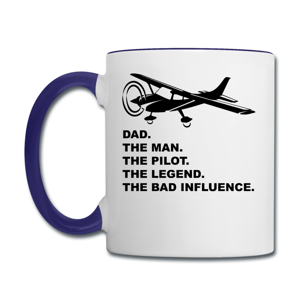 Dad - Man, Pilot, Legend, Bad - Black - Contrast Coffee Mug - white/cobalt blue