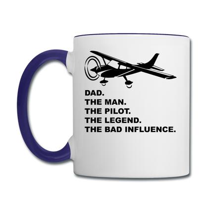 Dad - Man, Pilot, Legend, Bad - Black - Contrast Coffee Mug - white/cobalt blue