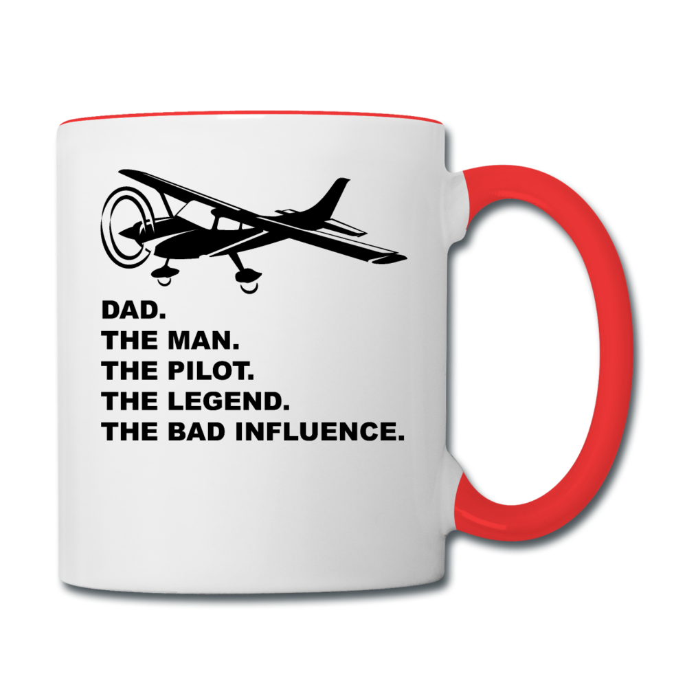 Dad - Man, Pilot, Legend, Bad - Black - Contrast Coffee Mug - white/red