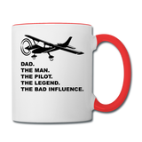 Dad - Man, Pilot, Legend, Bad - Black - Contrast Coffee Mug - white/red