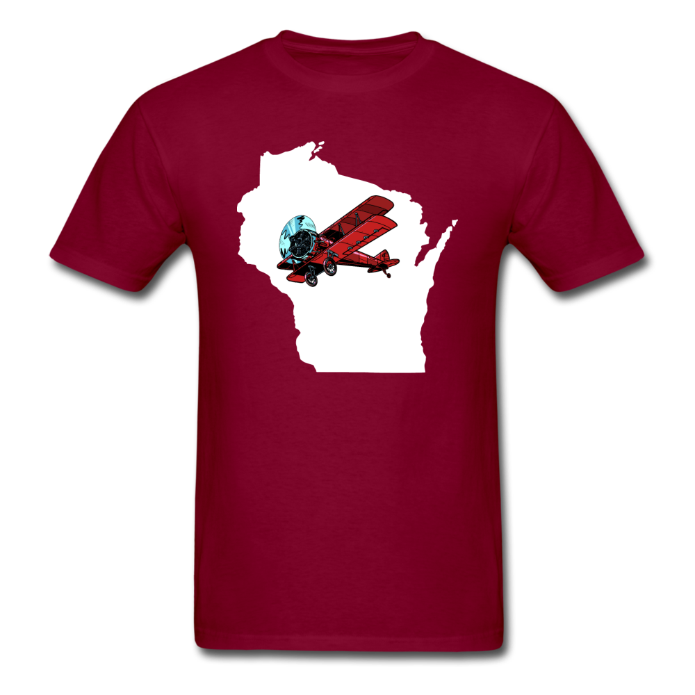 Fly Wisconsin - State - White - Biplane - Unisex Classic T-Shirt - burgundy