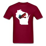 Fly Wisconsin - State - White - Biplane - Unisex Classic T-Shirt - burgundy