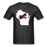 Fly Wisconsin - State - White - Biplane - Unisex Classic T-Shirt - heather black