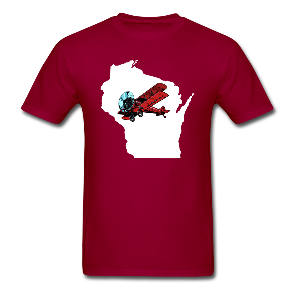 Fly Wisconsin - State - White - Biplane - Unisex Classic T-Shirt - dark red