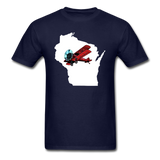 Fly Wisconsin - State - White - Biplane - Unisex Classic T-Shirt - navy