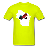 Fly Wisconsin - State - White - Biplane - Unisex Classic T-Shirt - safety green