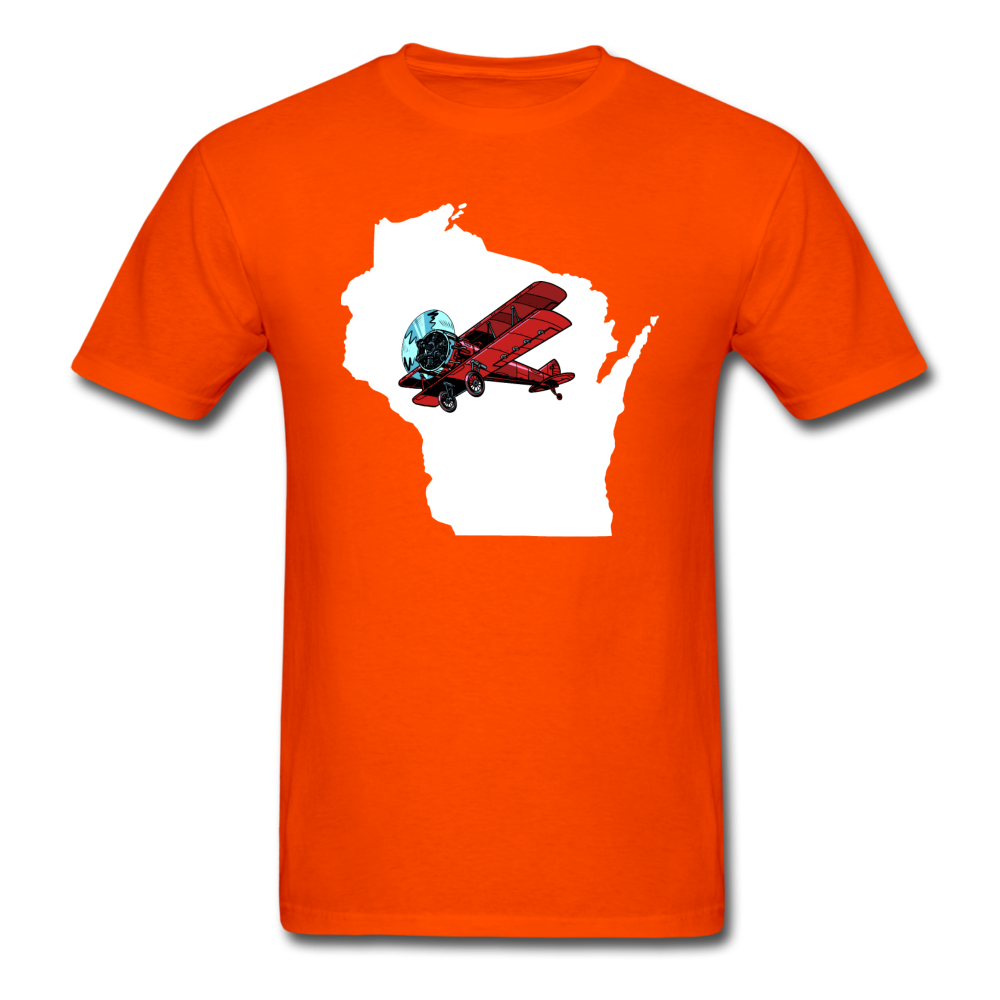 Fly Wisconsin - State - White - Biplane - Unisex Classic T-Shirt - orange