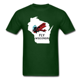 Fly Wisconsin - State - Words - White - Biplane - Unisex Classic T-Shirt - forest green